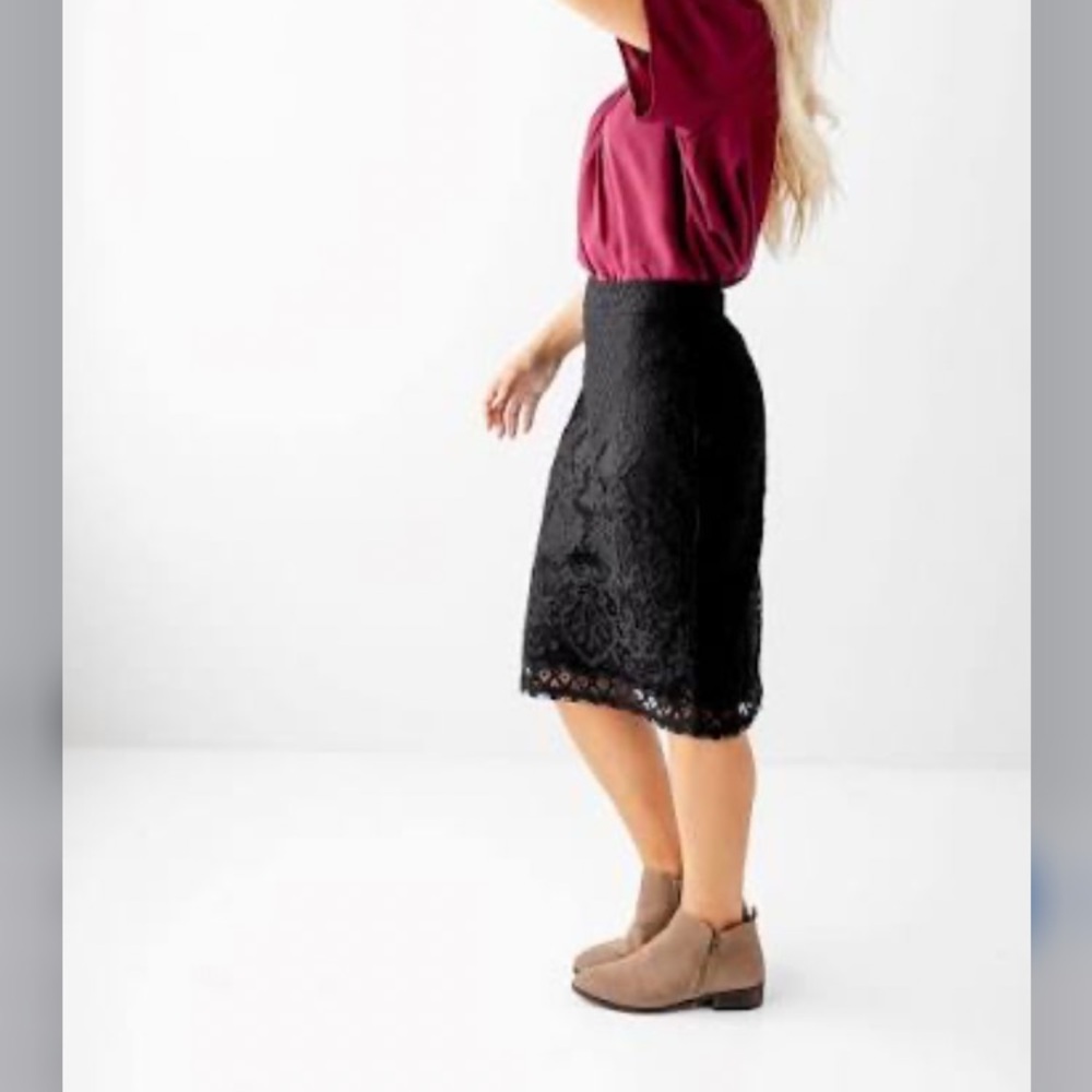 Black Lace Pencil Skirt - Feminine and Classic